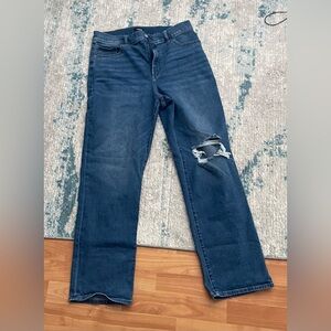 Express Women's Straight Leg Jeans - Dark Blue